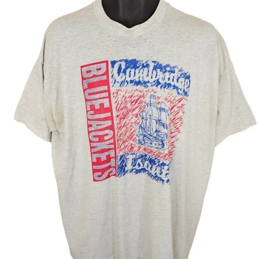 Vintage Cambridge Isanti Bluejackets T Shirt Mens Size 2XL Gray 90s Made In USA